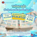 Thông báo: Về việc thay đổi địa điểm làm việc